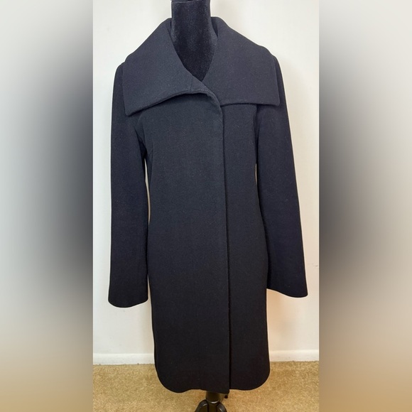 Cole Haan Jackets & Blazers - Cole Haan Wool Cashmere black midi large collar soft warm preppy winter coat 4P